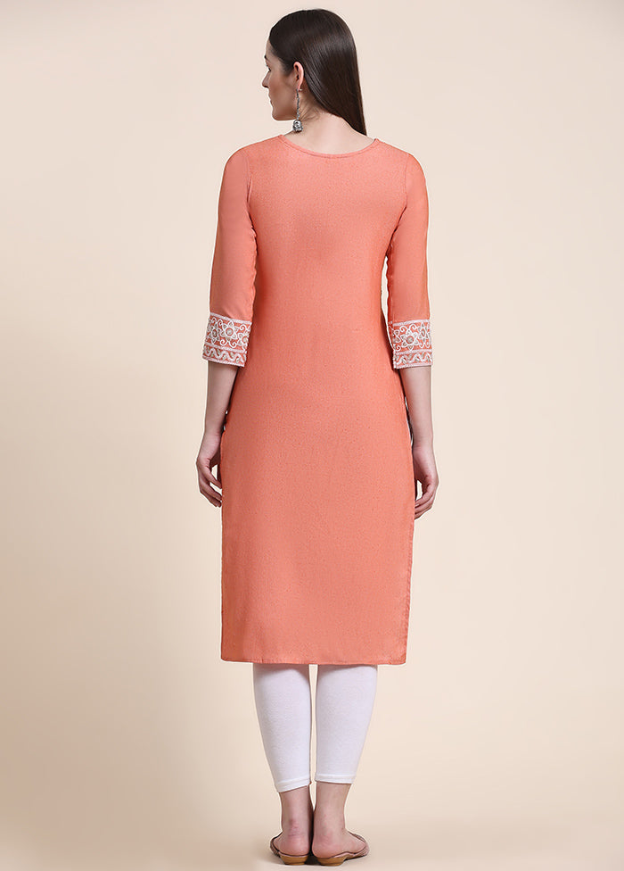 Peach Readymade Cotton Kurti