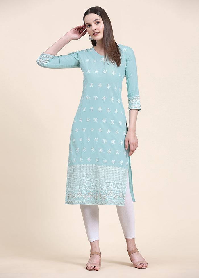 Blue Readymade Cotton Kurti