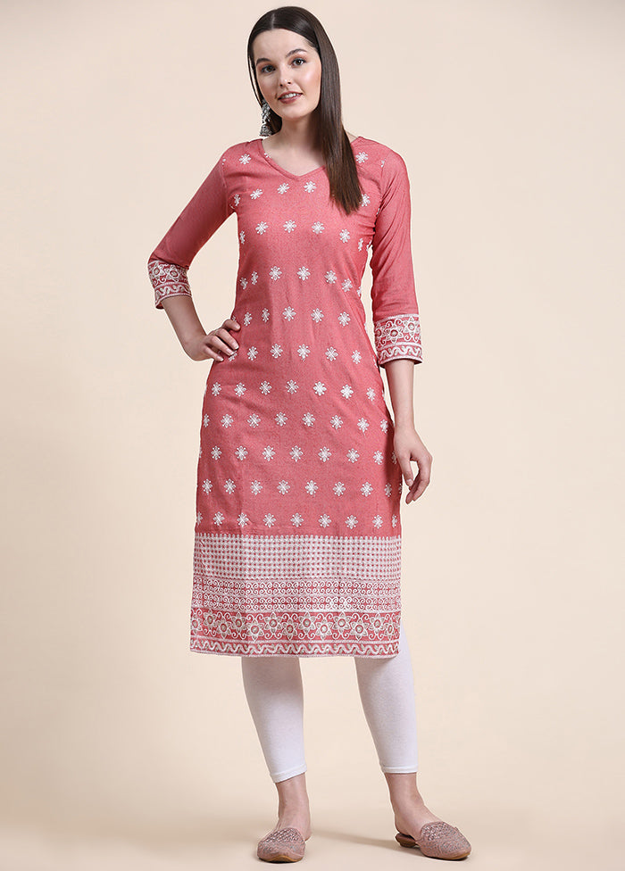 Pink Readymade Cotton Kurti