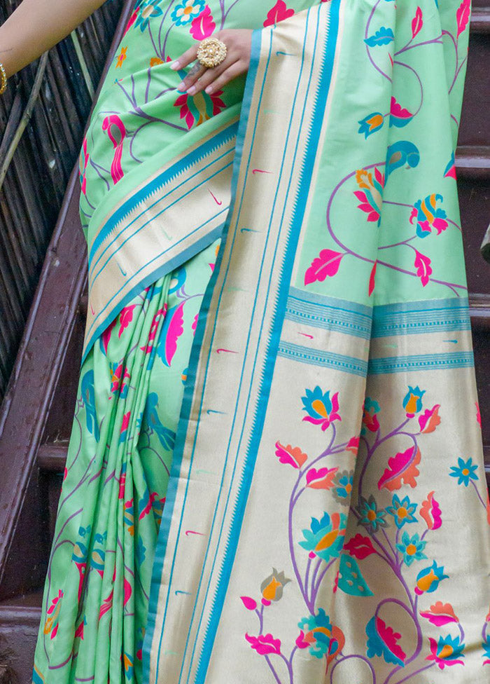 Green Dupion Silk Saree With Blouse Piece