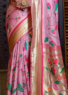 Pink Dupion Silk Saree With Blouse Piece