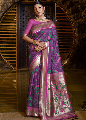 Voilet Dupion Silk Saree With Blouse Piece