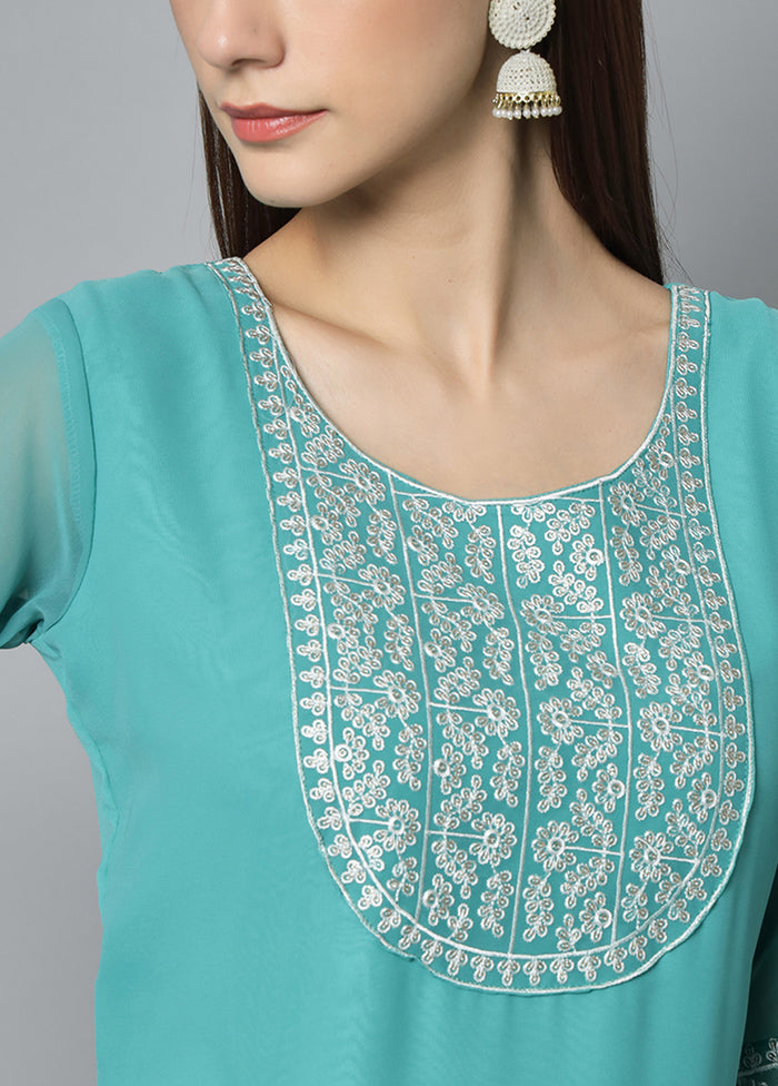 Sky Blue Readymade Georgette Kurti