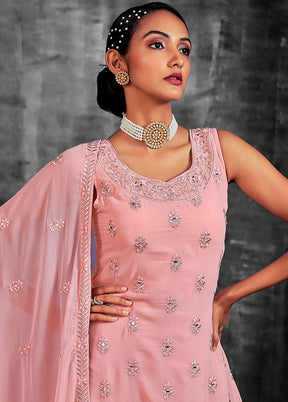 3 Pc Pink Readymade Georgette Suit Set