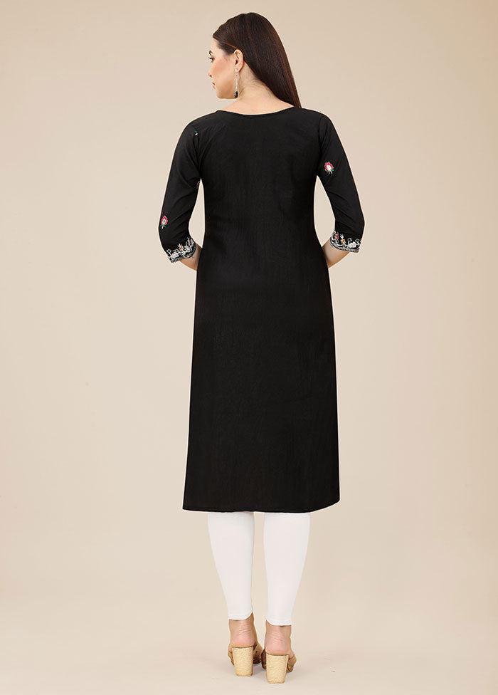 Black Readymade Silk Kurti