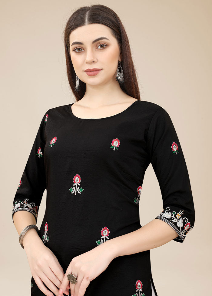 Black Readymade Silk Kurti