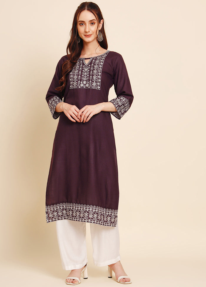 Wine Readymade Cotton Kurti