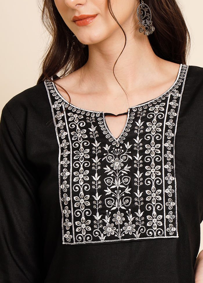 Black Readymade Cotton Kurti