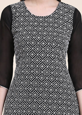 Black Readymade Georgette Kurti