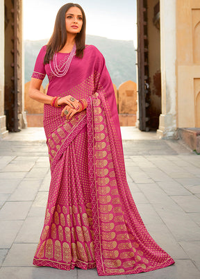 Pink Georgette Saree With Blouse Piece