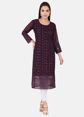 Wine Readymade Georgette Kurti