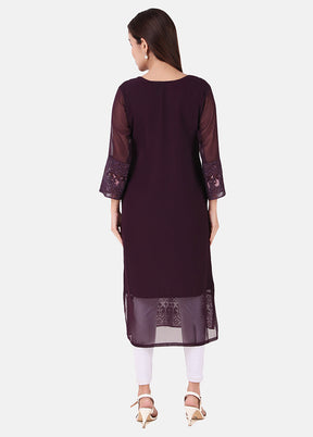 Wine Readymade Georgette Kurti