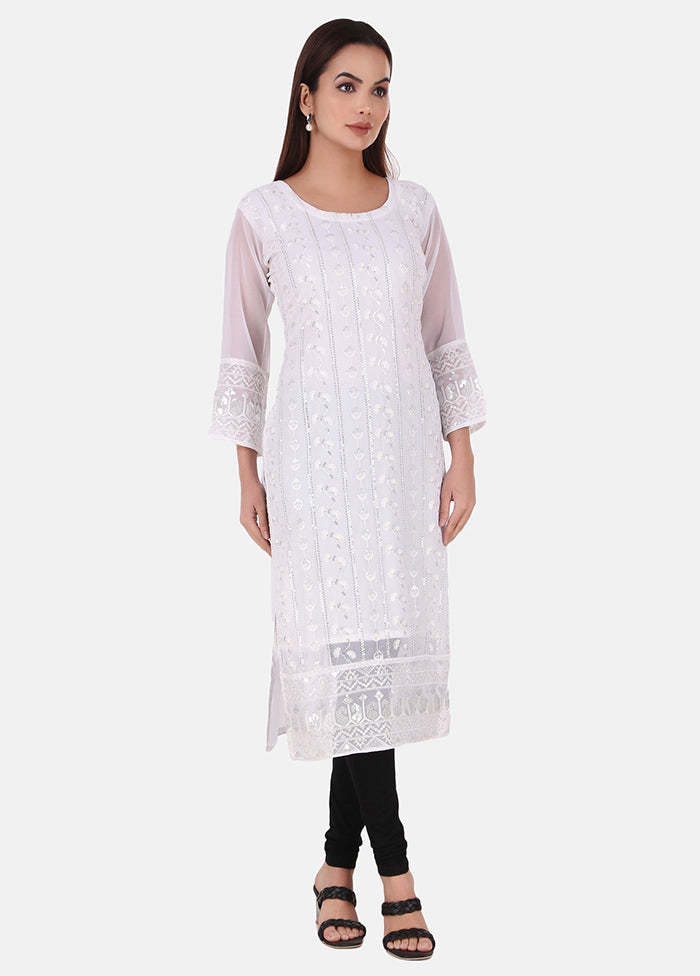 White Readymade Georgette Kurti