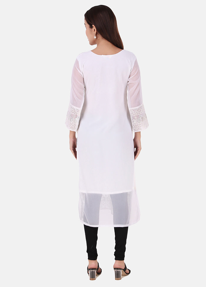 White Readymade Georgette Kurti