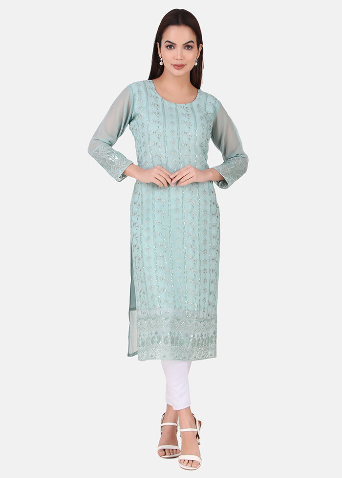 Sky Blue Readymade Georgette Kurti