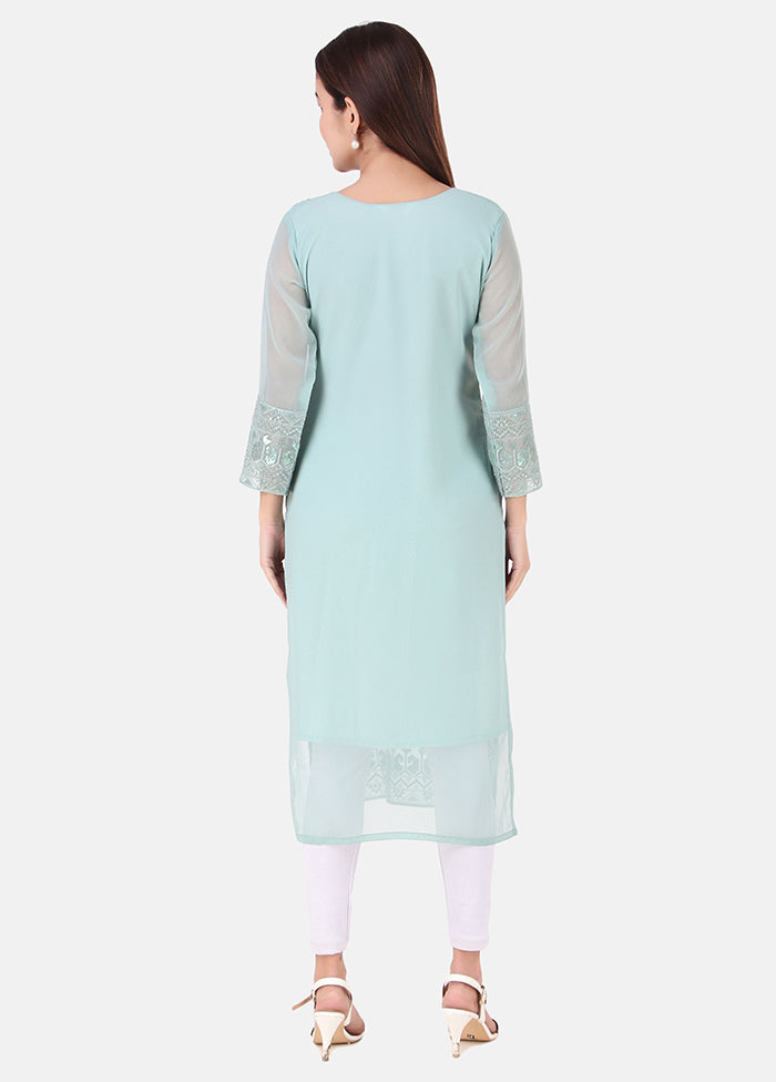 Sky Blue Readymade Georgette Kurti