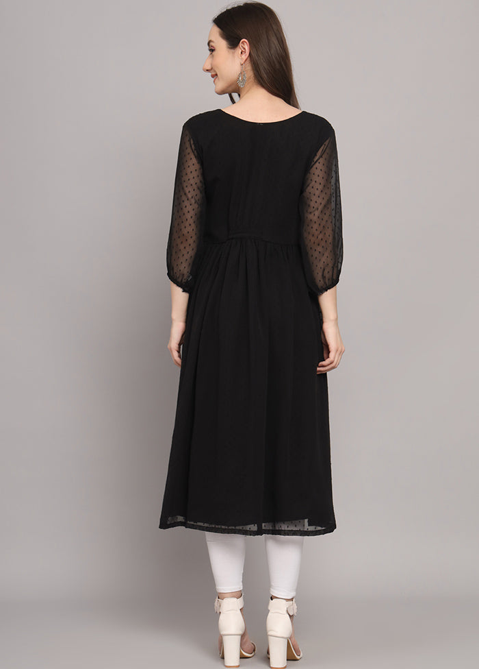 Black Readymade Georgette Kurti