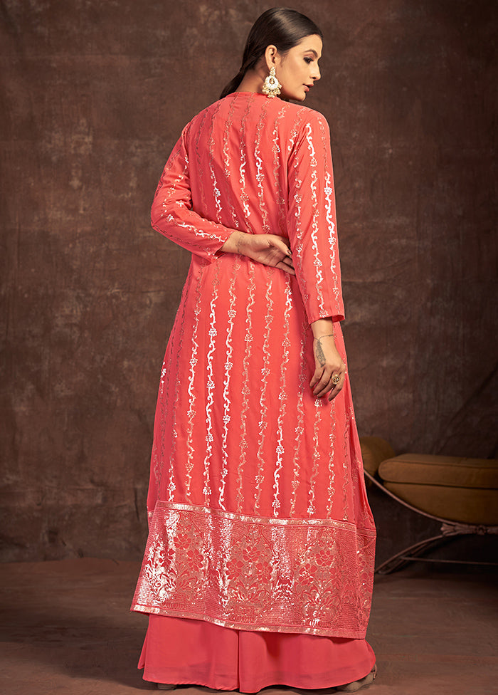 3 Pc Coral Readymade Georgette Suit Set