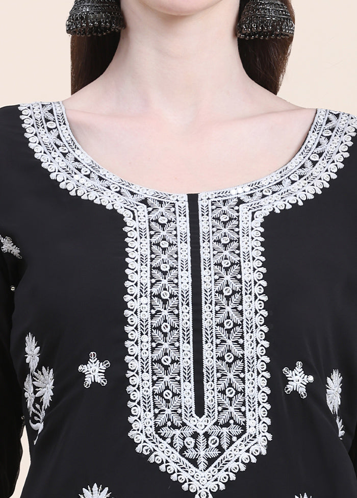 Black Readymade Cotton Long Kurti