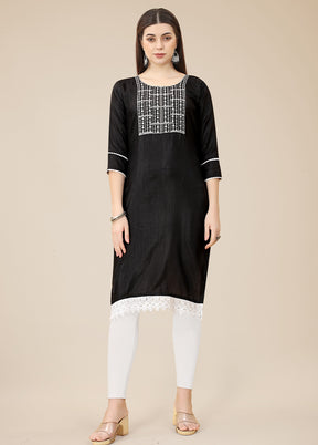 Black Readymade Silk Long Kurti