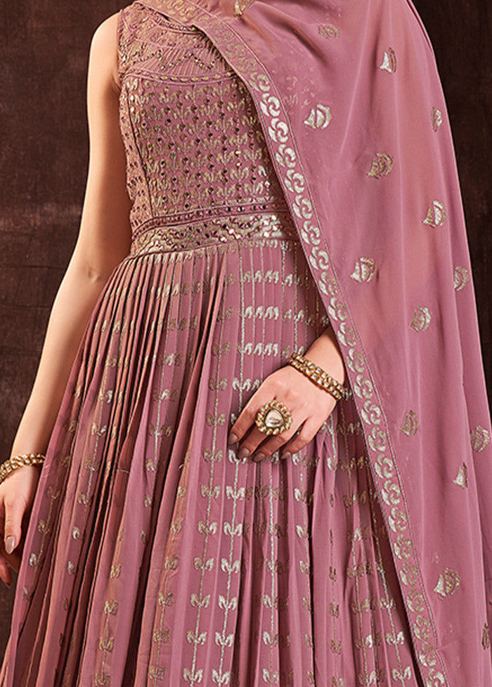 Mauve Readymade Georgette Gown With Dupatta