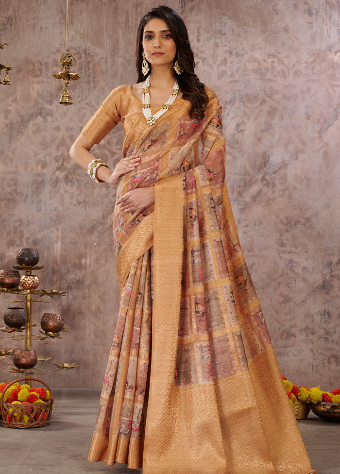 Mustard Cotton Saree With Blouse Piece