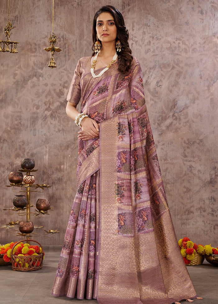 Purple Cotton Saree With Blouse Piece