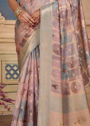 Blue Kora Silk Saree With Blouse Piece