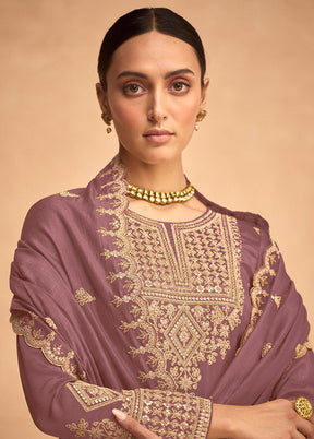 3 Pc Mauve Semi Stitched Georgette Suit Set