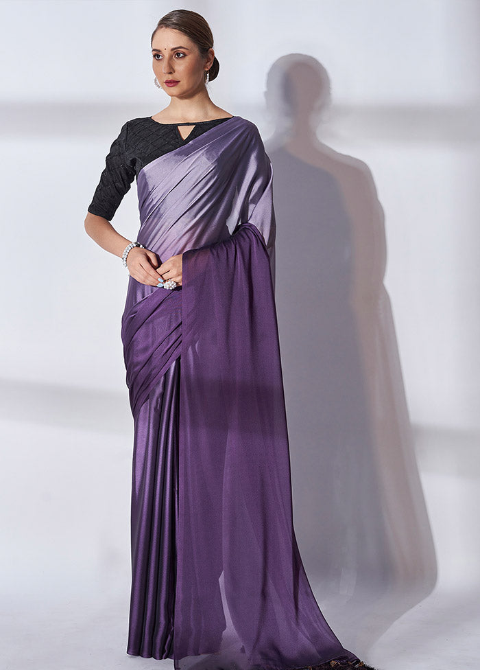 Purple Spun Silk Saree With Blouse Piece