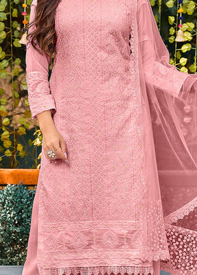 3 Pc Pink Semi Stitched Georgette Suit Set