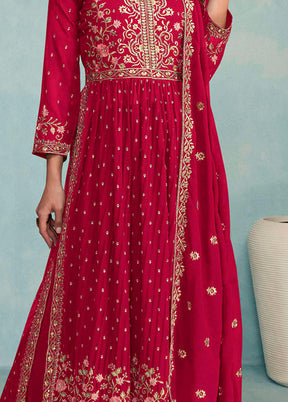 3 Pc Pink Semi Stitched Georgette Suit Set