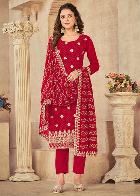 3 Pc Pink Semi Stitched Georgette Suit Set