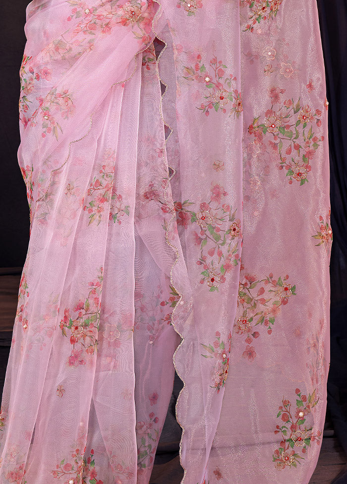 Pink Organza Saree With Blouse Piece