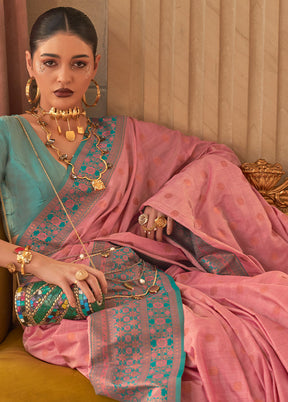 Pink Spun Silk Saree With Blouse Piece