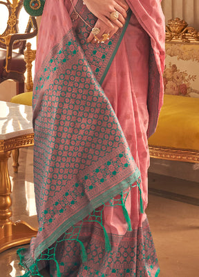 Pink Spun Silk Saree With Blouse Piece