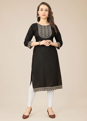 Black Readymade Cotton Kurti