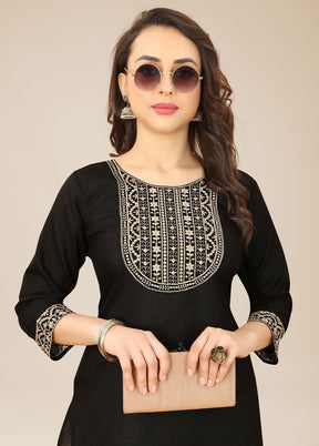 Black Readymade Cotton Kurti