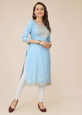 Sky Blue Readymade Cotton Kurti