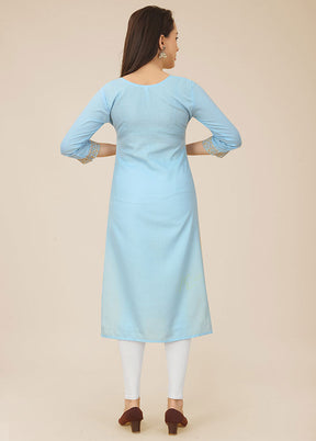 Sky Blue Readymade Cotton Kurti