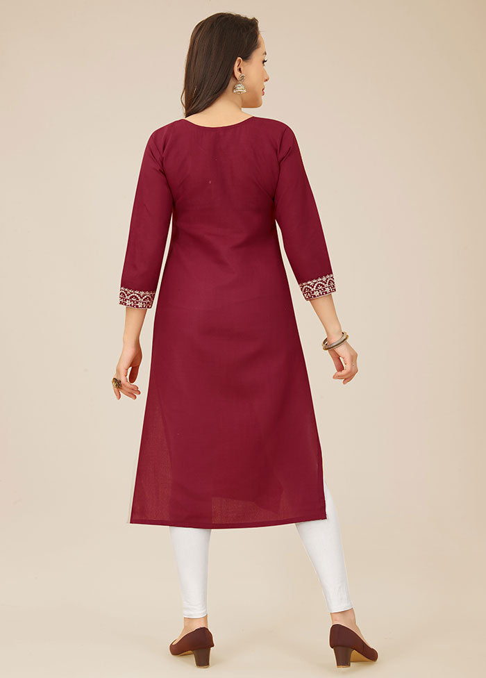 Maroon Readymade Cotton Kurti