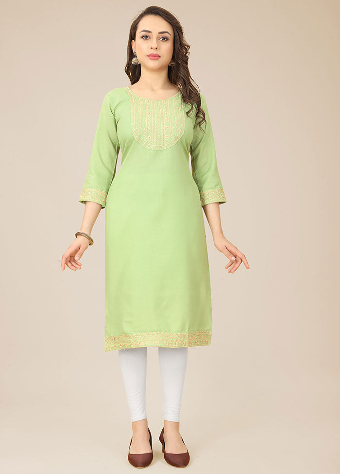 Pista Green Readymade Cotton Kurti