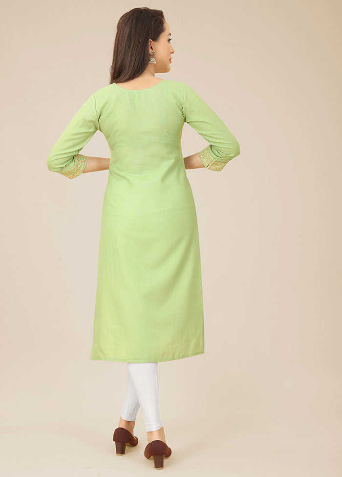 Pista Green Readymade Cotton Kurti