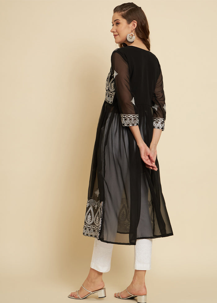 Black Readymade Georgette Kurti