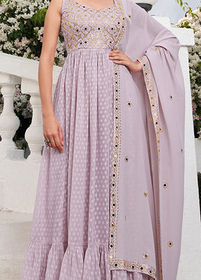 3 Pc Lavender Readymade Georgette Suit Set