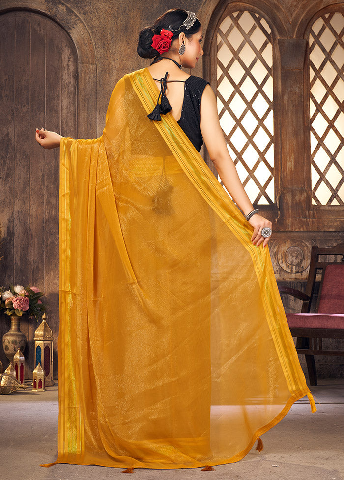 Orange Spun Silk Saree With Blouse Piece