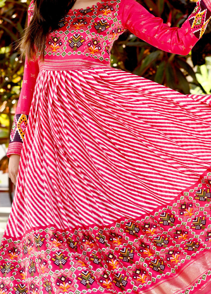 Pink Readymade Silk Indian Dress
