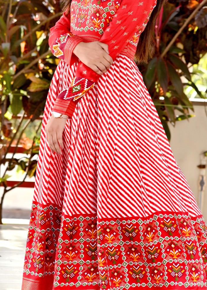 Red Readymade Silk Indian Dress