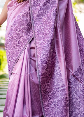 Purple Spun Silk Saree With Blouse Piece