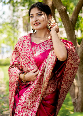 Pink Spun Silk Saree With Blouse Piece